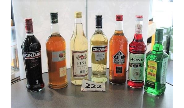 7 div flessen sterke drank wo Cinzano
